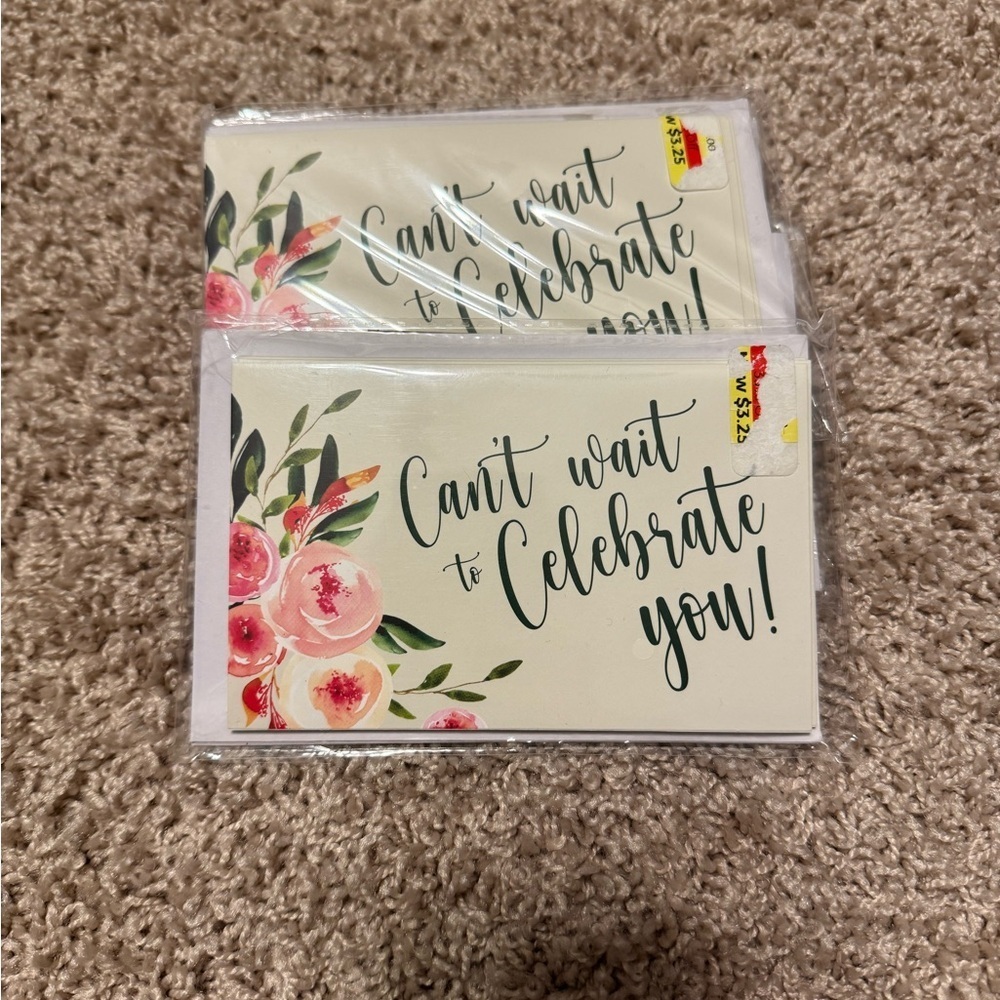 4 packs of 6 “Can’t wait to celebrate you” Floral Celebration Greeting Cards